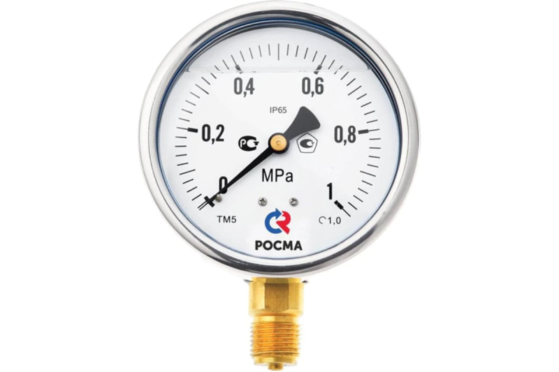 Манометр виброустойчив ТМ-520Р.10 радиальный Дк100 10МПа G1/2" 100С кл.т.1,0 IP65 заполнение глицерином (50) Росма 00000028261