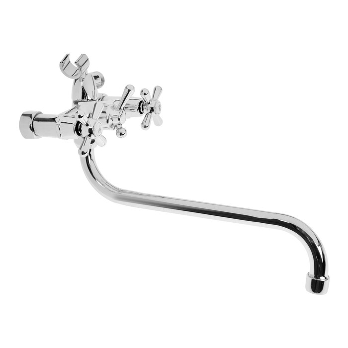 Смеситель для ванны Мираж настенный двуручный длинный излив хром МИРАЖ 144P.1089