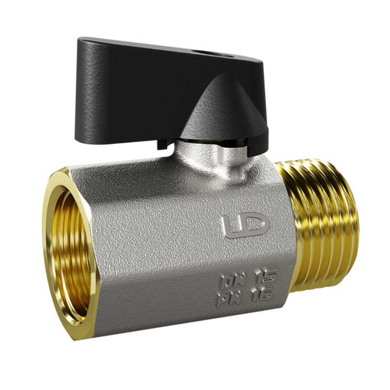Кран шаровой латунь Ду1/2" Ру16 ВР/НР мини флажковая рукоятка (40) LD Pride LD 46.526.1.15