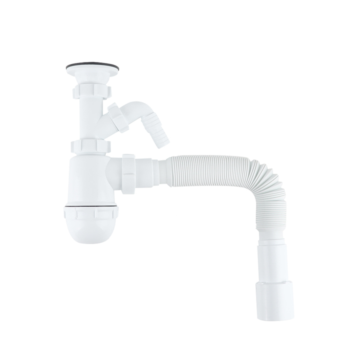 Сифон бутылочный 1 1/2"х40 с выпуском, гофротрубой 40/50мм и отводом Optima Home Iddis 900AVG1010VD