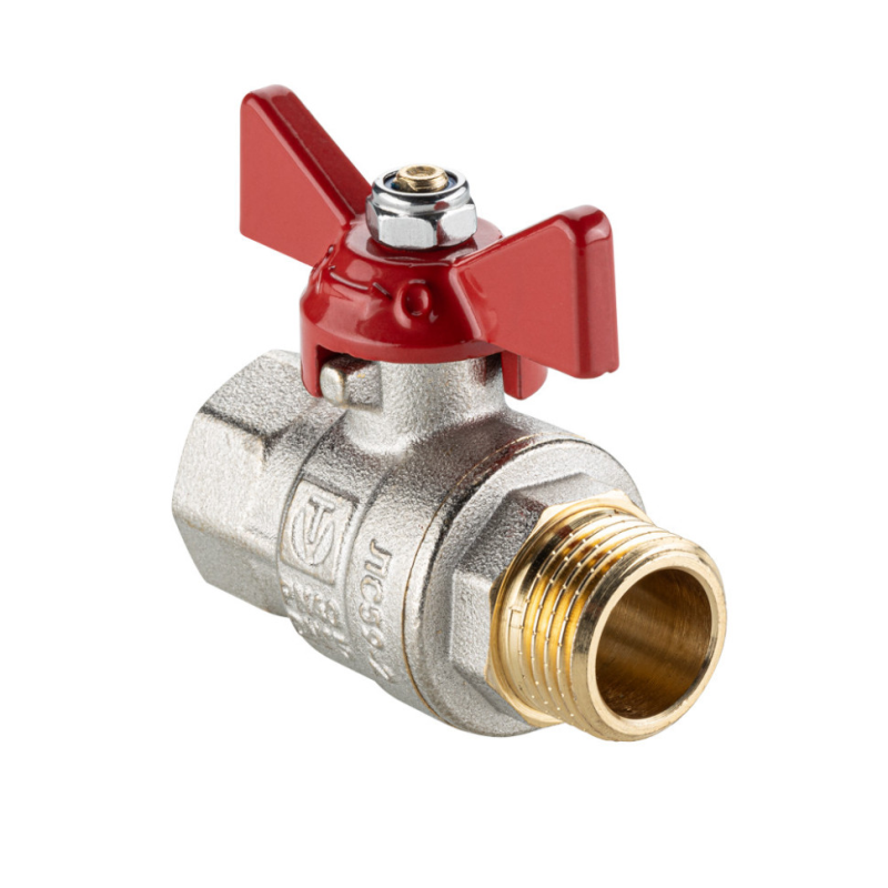 Кран шаровой латунь BASE-ГОСТ VT.218S Ду1/2" ВР/НР полный проход бабочка Valtec VT.218S.N.04