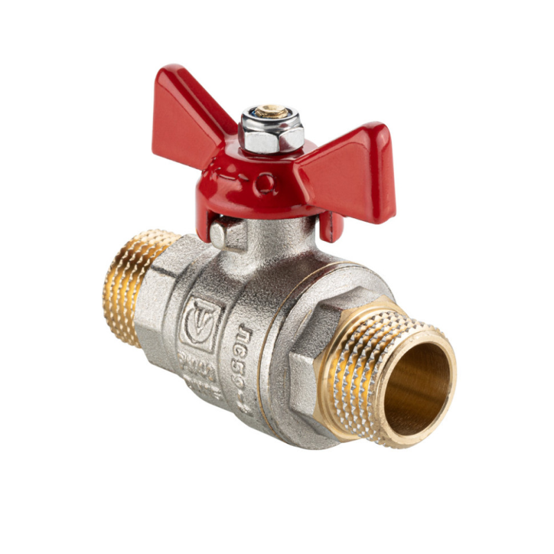 Кран шаровой латунь BASE-ГОСТ VT.219S Ду1/2" НР/НР полный проход бабочка Valtec VT.219S.N.04