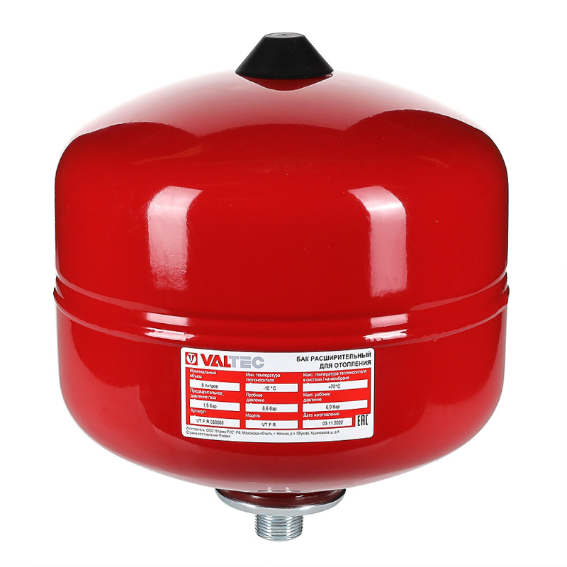 Бак расширительный для отопления 8л красный (8/1) Valtec VT.F.R.050008