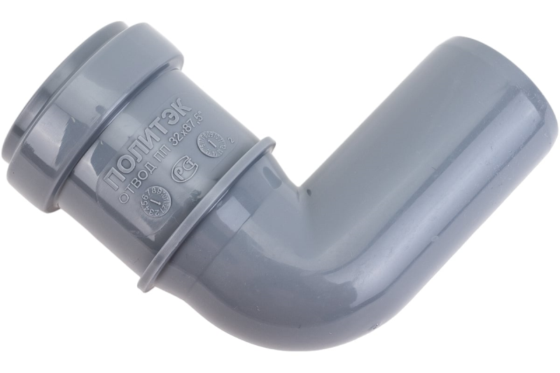 Отвод PP серый Дн32 87° (60) Политэк 100387