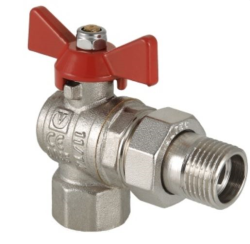 Кран шаровой латунь BASE VT.228 Ду3/4" ВР/НР полный проход бабочка угловой с полусгоном -20+120С (64/8) Valtec VT.228.N.05