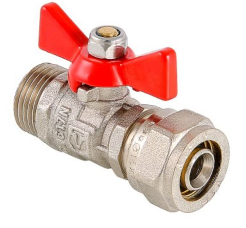 Кран шаровой латунь VT.341 Ду1/2"х16 НР/мп бабочка (256/16) Valtec VT.341.N.1604