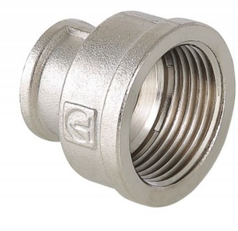 Муфта латунь переходн никель Ду1 1/2"х1" ВР/ВР (40/10) Valtec VTr.240.N.0806