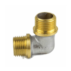 Угольник латунь никель Ду15 НР/НР c ребордой 9005 (350/35) Aquasfera 9005-01