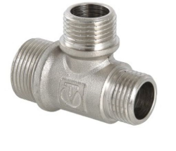 Тройник латунь переходн никель Ду3/4"х3/4"х1/2" НР (70/10) Valtec VTr.131.RN.050504