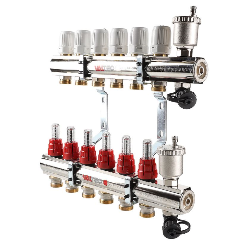 Блок коллекторн латунь Ду1 1/4"х3/4" Евроконус на 5 выходов в сборе Valtec VTc.596.EMNX.0705