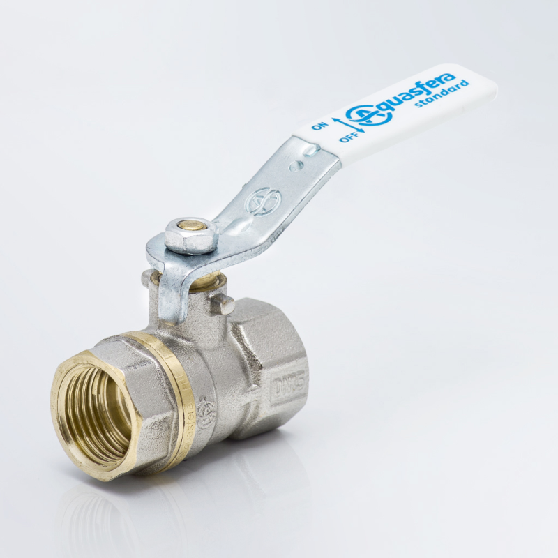Кран шаровой латунь 1101 Standard Ду50 Ру16 ВР полный проход рычаг 150C (12/6) Aquasfera 1101-06