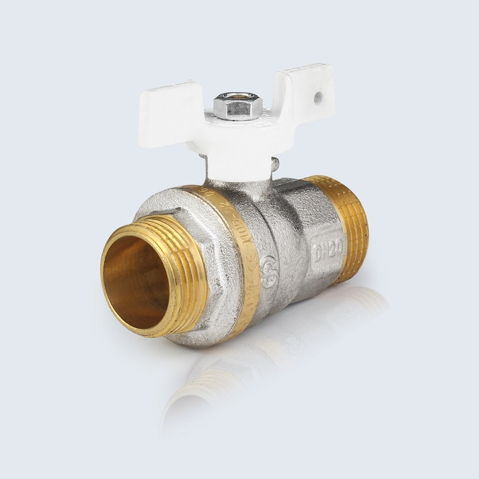 Кран шаровой латунь 1105 Standard Ду25 Ру25 НР/НР полный проход бабочка 150C (60/15) Aquasfera 1105-03