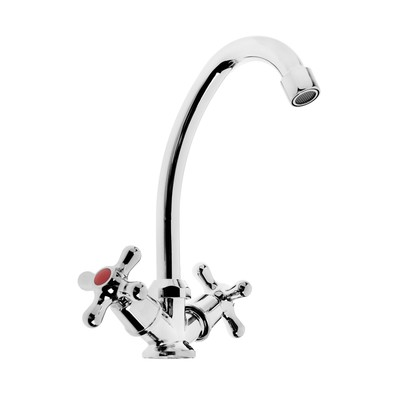 Смеситель для мойки настольный двуручный высокий излив хром Istok life 0402.970