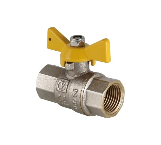 Кран шаровый латунь газ VALGAS Ду1/2" ВР/ВР полный проход бабочка -20+60С (144/16) Valtec VT.277.N.04