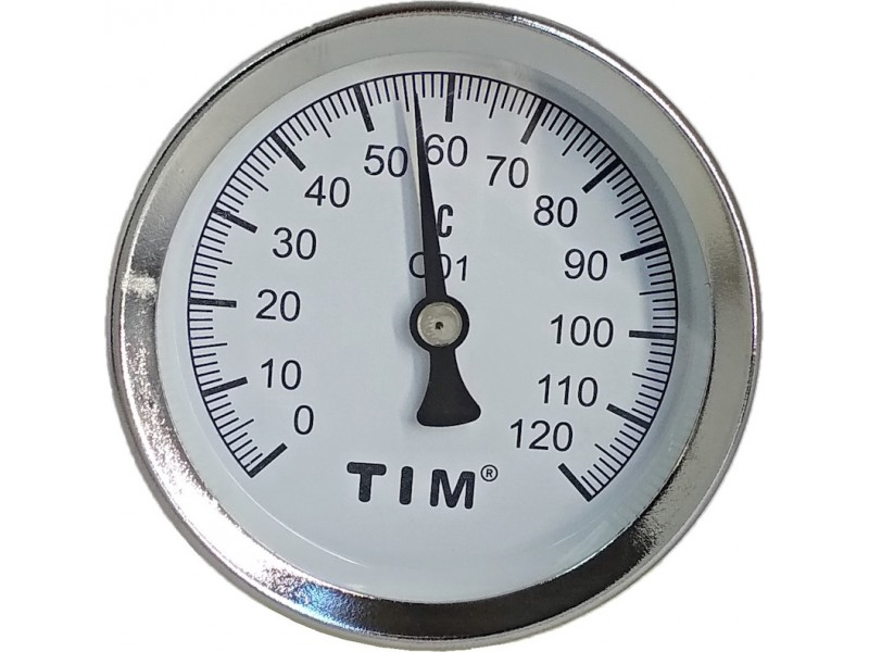Термометр 1/2" 0-120С с гильзой TIM Y-63A-50-120