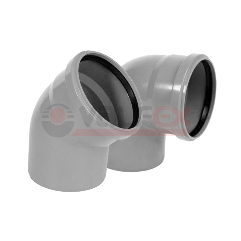 Отвод PP серый Дн75 45° (120) Valfex 20102075