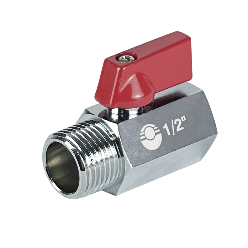 Кран шаровой латунь красный Ду3/8" Ру10 ВР мини флажковая рукоятка (300/60) Valfex VF.330.NB.038