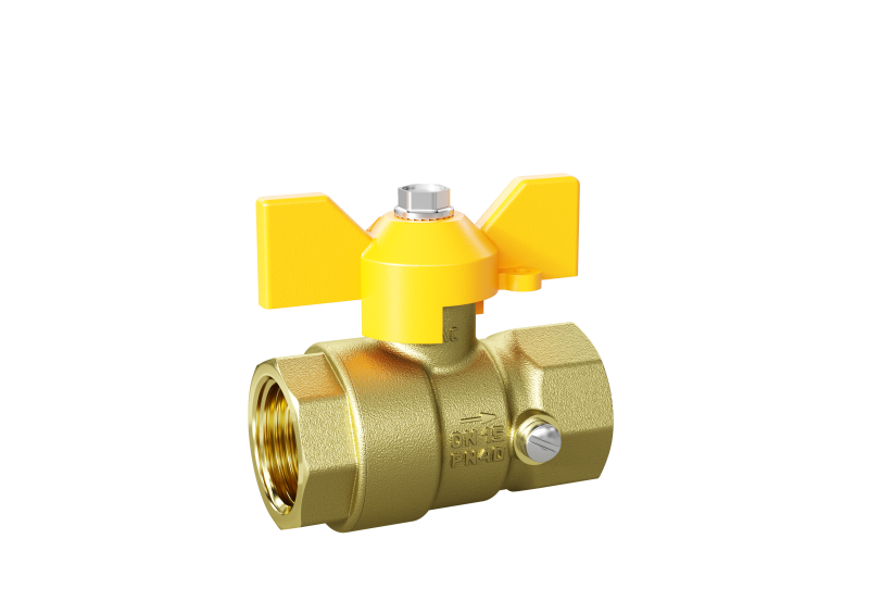 Кран шаровой латунь для манометра газ Ду15 Ру40 G1/2"хG1/2" ВР/ВР со спускником бабочка (30) LD Pride LD 44.352.15