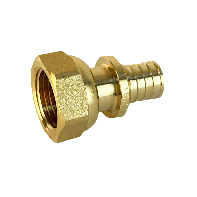 Соединитель латунь аксиальн для PE-X Дн20х1/2" с накидной гайкой Valfex VF.422.AF.020012